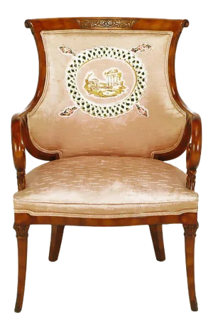 1940s Italian Regency Armchair With Quilted Silk Upholstery