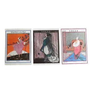 Vintage Folio Size Vogue Poster Lithographs - Set of 3 - 11" X 15"