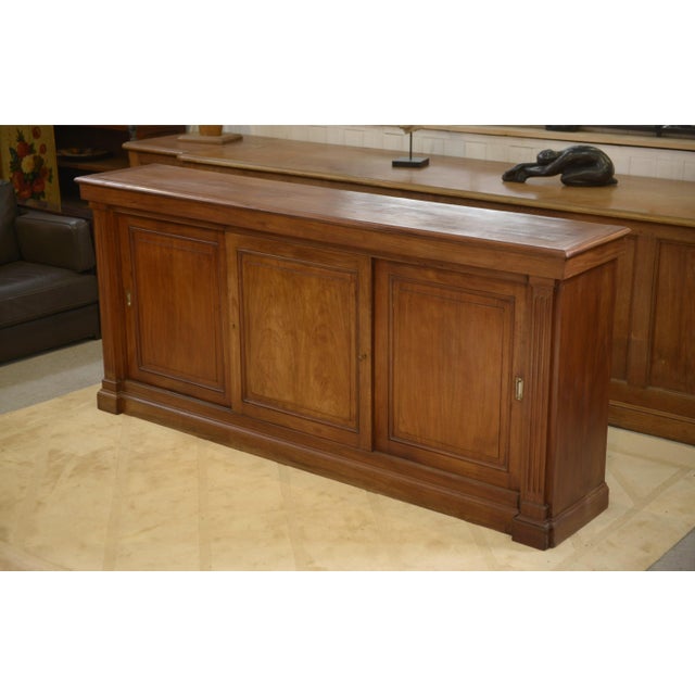 Brown Wooden Workshop Cabinet with 3 Sliding Doors, 1920s For Sale - Image 8 of 15