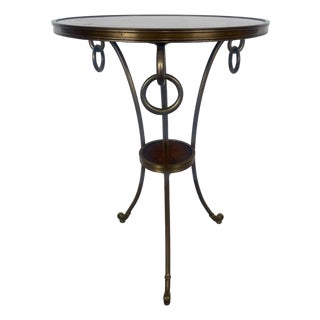 French Regency Style Bronze 2 Tier Gueridon With Wood Top For Sale