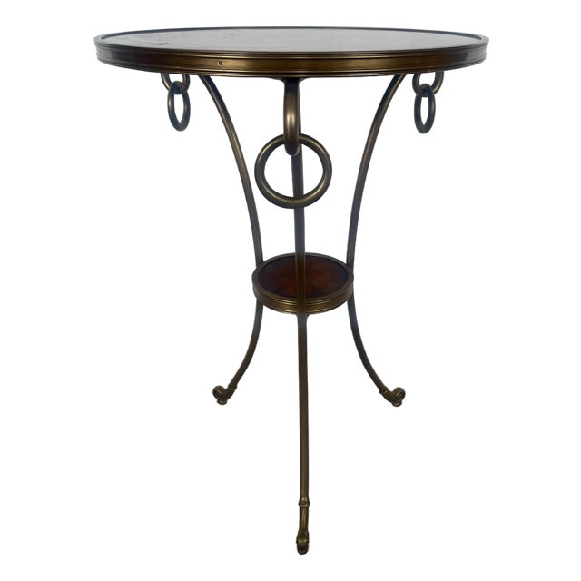 French Regency Style Bronze 2 Tier Gueridon With Wood Top For Sale