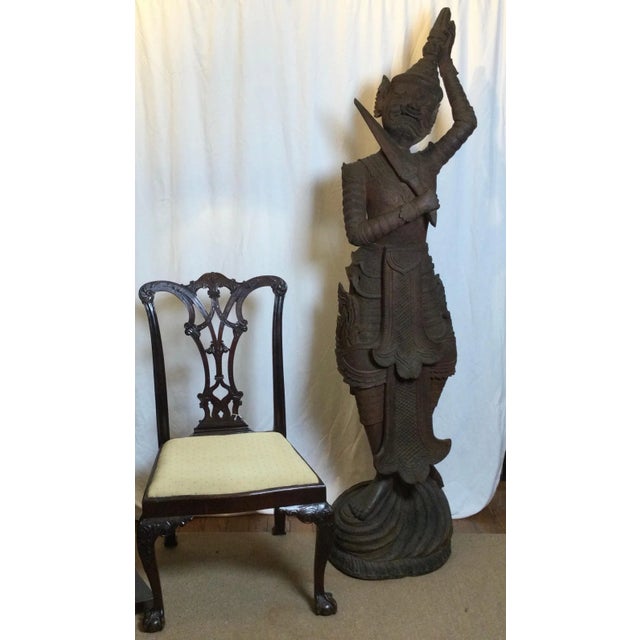 Early 20th Century Hand Carved Hard Wood Balinese Warrior For Sale - Image 9 of 13