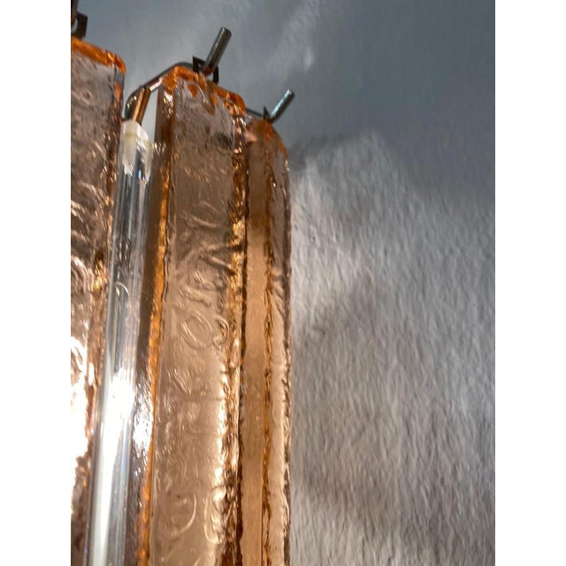 Pink Italian Wall Sconces in Ice and Pink Triedri by Venini, Murano, 1980s, Set of 2 For Sale - Image 8 of 13