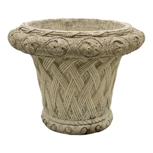 Vintage Cast Stone Basket Weave Garden Planter