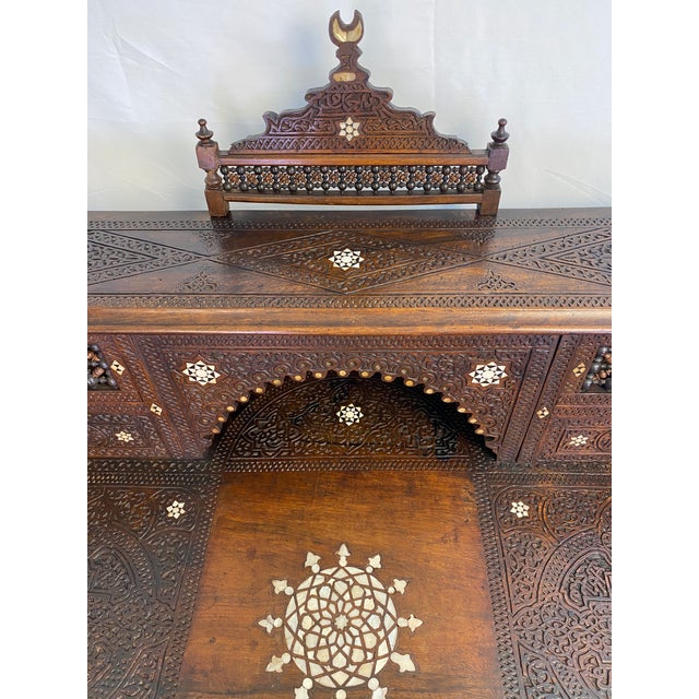 Early 20th Century Antique Moorish Style Inlaid Desk and Chair Set For Sale - Image 5 of 14