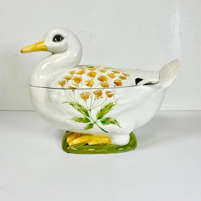 Mid-Century Italian Boho Chic Rustic European Duck Soup Tureen - Easter. For Sale - Image 4 of 18