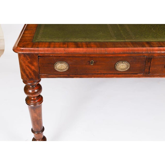 Wood Antique ictorian 6-Drawer Partner's Writing Desk For Sale - Image 7 of 18