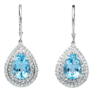Tiffany & Co. Soleste 3 Ct Aquamarine and Diamond Drop Earrings