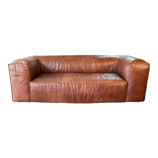 Restoration Hardware Fulham Cognac Leather Sofa Chairish