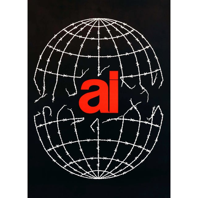 Mid-Century Modern 1982 Amnesty International Poster, Boris Mukhametshin For Sale - Image 3 of 3