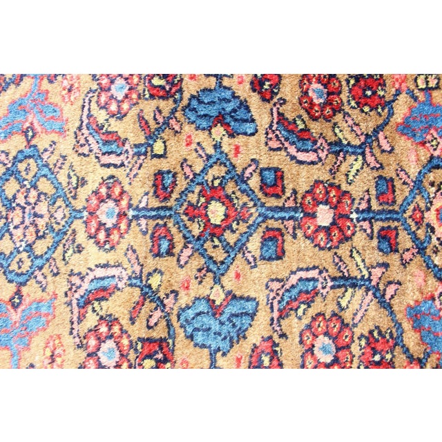 Textile Antique Persian Hamadan Rug With Colorful Geometric All-Over Design in Yellow For Sale - Image 7 of 12