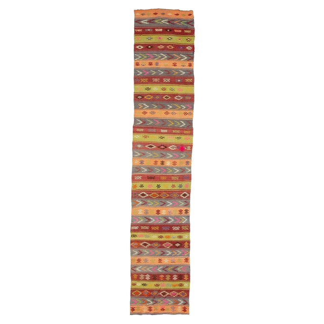 Mid 20th Century Vintage Embroidered Turkish Kilim Runner For Sale - Image 5 of 5
