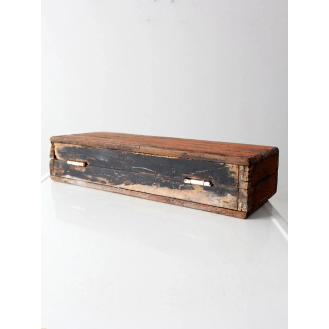 Vintage Orange Wooden Tool Box For Sale - Image 9 of 12