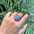 Asian Antique 14k Yellow Gold 9.35ct Cabochon Turquoise Ruby & Diamond Halo Cocktail Ring Size 5.5 For Sale - Image 3 of 18