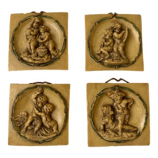Late 19th Century After Edward Wyon's Relief of the "Calmady Children” Antique Handcrafted on Wax Masterpiece Set of 4 For Sale