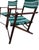 Mid 20th Century Mid 20th Century Folding Patio Chairs Pair – Stained Wood With Green & White Canvas, A Pair For Sale - Image 5 of 12