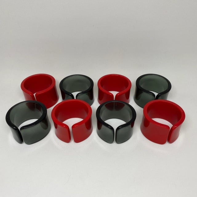 Vintage Red and Grey Lucite Napkin Rings-- Set of 8 For Sale - Image 9 of 9