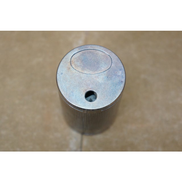 Tiffany and Co. Late 20th Century Tiffany & Co Ribbed Round Cylindrical Silver Plate Table Lighter For Sale - Image 4 of 13
