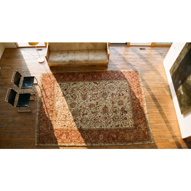Textile Phenomenal Ivory Color With Great Medallion Design Antique Sultanabad Rug For Sale - Image 7 of 9