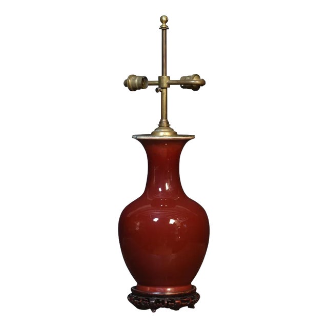 Chinese Porcelain Baluster Vase Table Lamp, 1920s For Sale