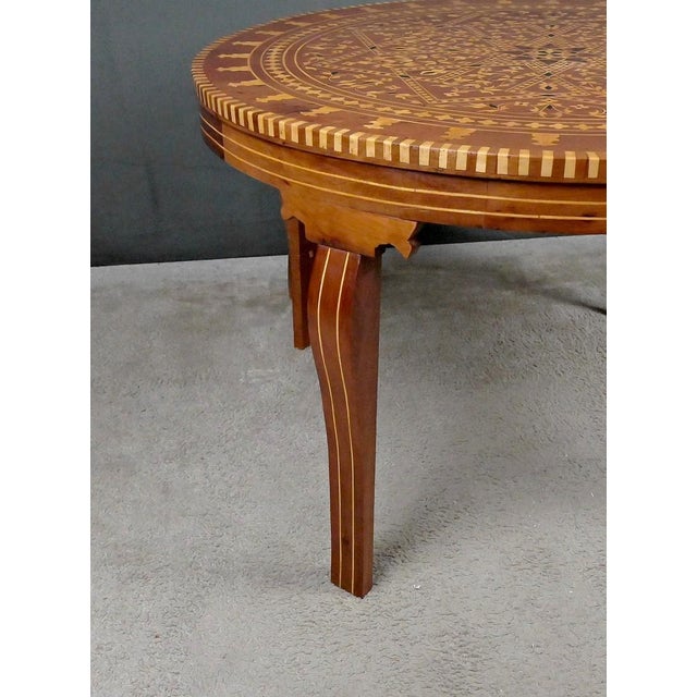 Brown Large 20th Century Moroccan Marquetry Tea Table For Sale - Image 8 of 13