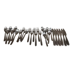 30 Piece Gourmet Stainless Flatware Midcentury Modern Service Six