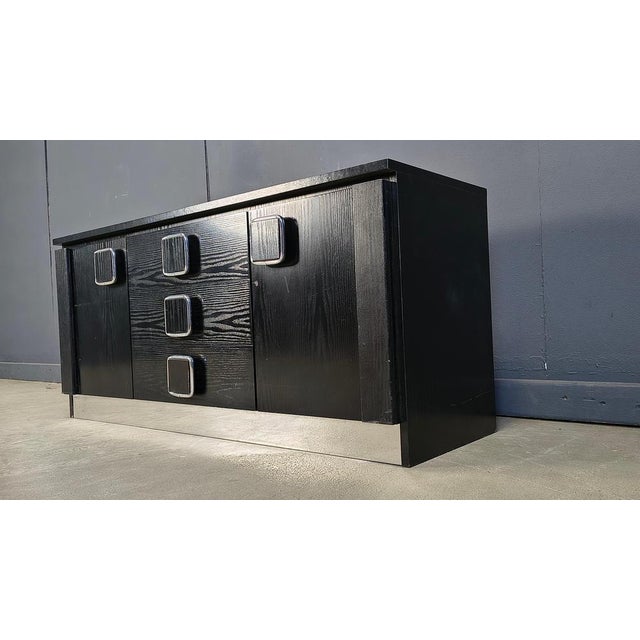 Wood Vintage Black Wooden Cabinet, 1970s For Sale - Image 7 of 9
