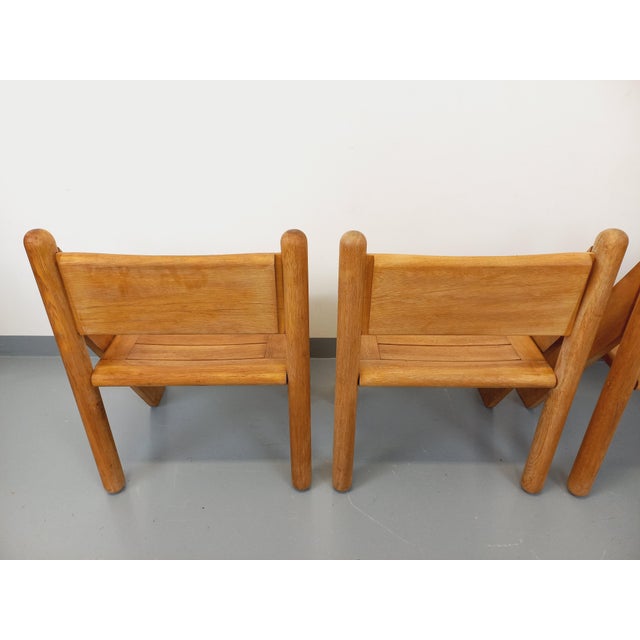 Vintage Brutalist Chairs in Oak, 1960s, Set of 4 For Sale - Image 12 of 18