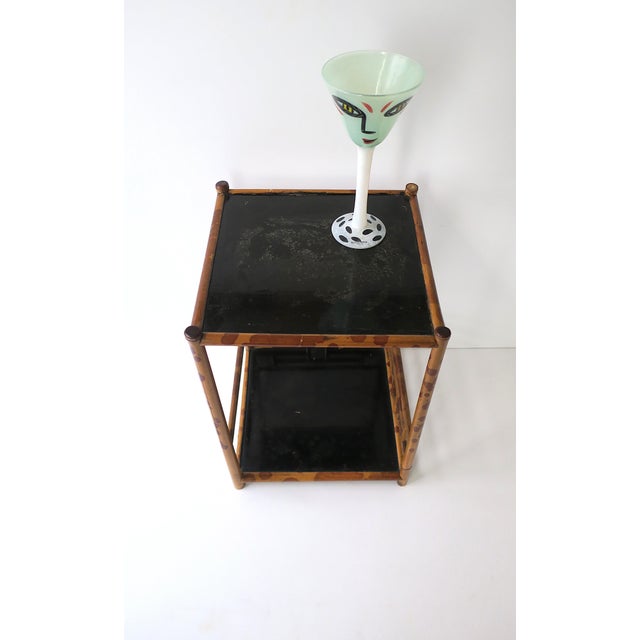 Wood Bamboo Side Drinks Table or Plant Stand With Shelf For Sale - Image 7 of 12