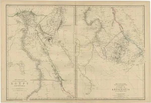Antique Map of Egypt and Abyssinia by W. G. Blackie, 1859