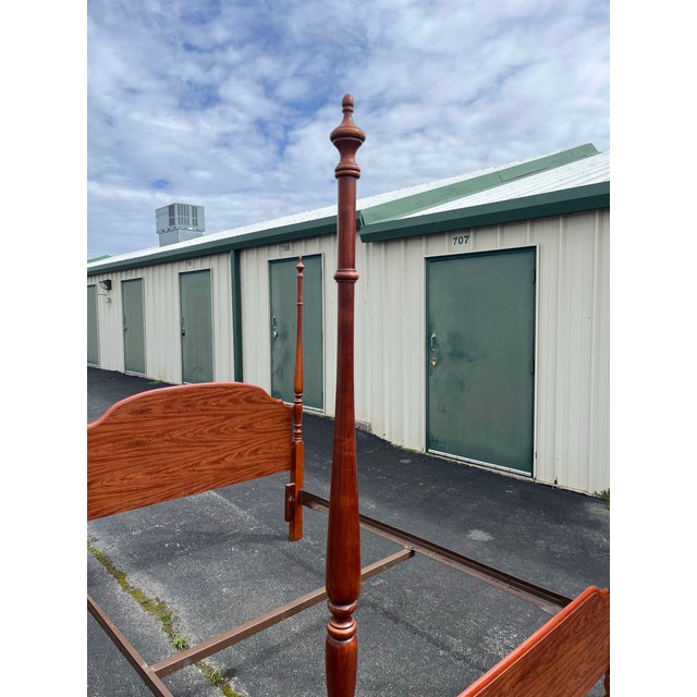 Brown Queen SIze Broyhill Cherry Four Poster Bed Frame For Sale - Image 8 of 12