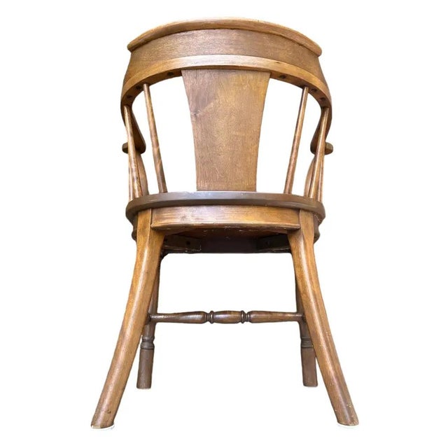 Mid 20th Century Antique Stickley Brothers Grand Rapids Solid Walnut Pub Style Dining Chairs - Set of 5 For Sale - Image 5 of 7