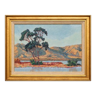 Attributed to Ralph Holmes (1876–1963) – California Impressionist Landscape Oil Painting, Gilt Frame For Sale
