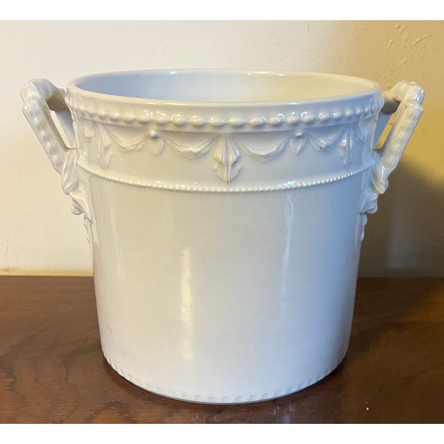Antique 19th century KPM Berlin blanc de Chine porcelain ice pail or cachepot in the Kurland pattern. Decorated with...