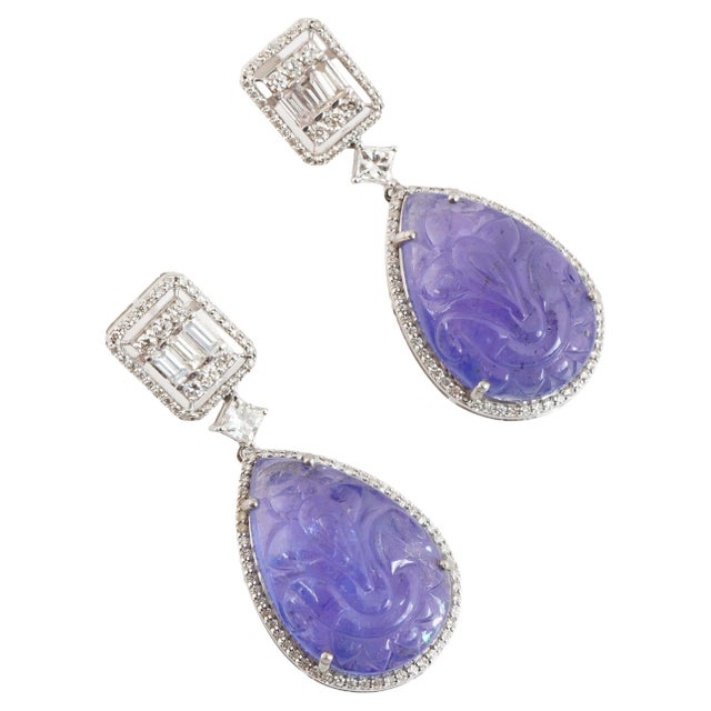 Natural tanzanite diamond earring in 18k gold For Sale - Image 15 of 18