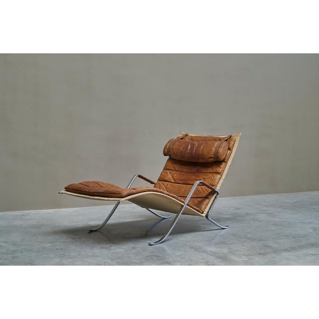 Fabricius & Kastholm FK87 ‘Grasshopper’ Lounge Chair in Cognac Leather 1960s. This highly rare lounge chair model ‘FK87’...
