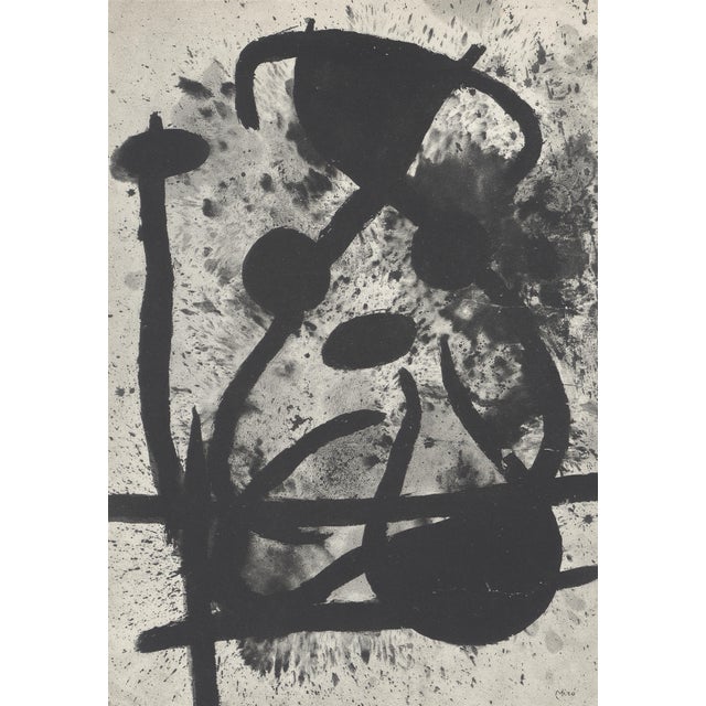 Monochrome lithograph after Joan Miró, from the album "L'Oiseau Solaire, L'Oiseau Lunaire, Etincelles" (The Sun Bird, The...