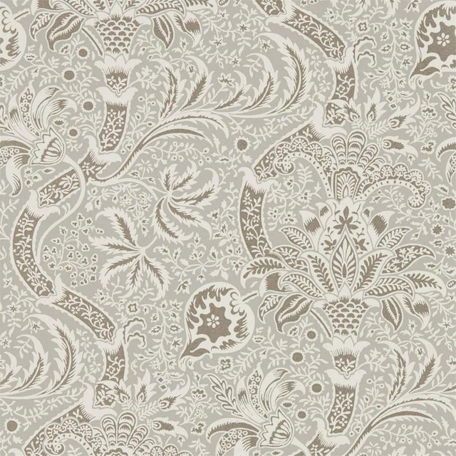 Morris & Co Indian Wallpaper in Grey/Pewter - a Sample For Sale
