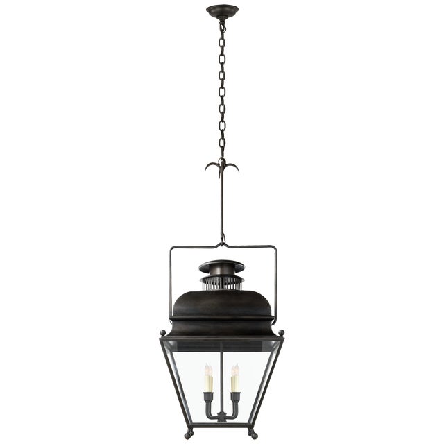 Holborn Large Lantern in Aged Iron Designer: Chapman & Myers Canopy: 5.5" Round Mounting: Chain Shade Detail: Clear Glass...