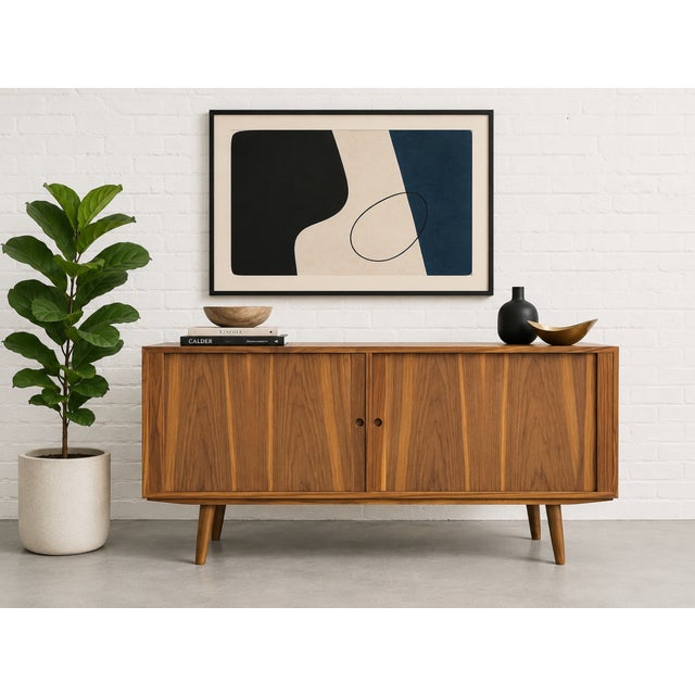 Apartment Sized Mid Century Modern Credenza | Walnut Sideboard by Bruno Hansen, Made in Denmark For Sale - Image 9 of 12