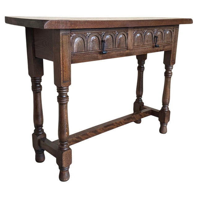 Early 20th Century Spanish Carved Console Table with Fluted Legs For Sale - Image 15 of 18