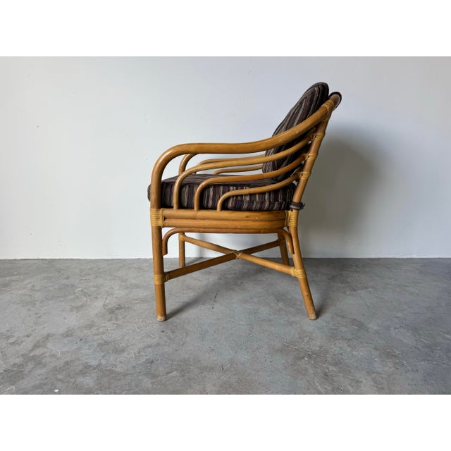 Vintage Brown Jordan Rattan and Leather Accent / Dining Chair For Sale In Miami - Image 6 of 12
