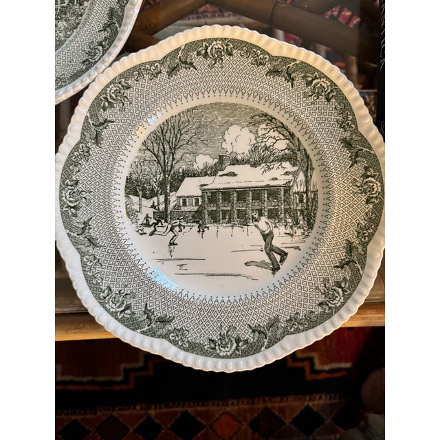 Vintage English Wedgwood Transferware Dinner Plates - Set of 5 For Sale - Image 9 of 10