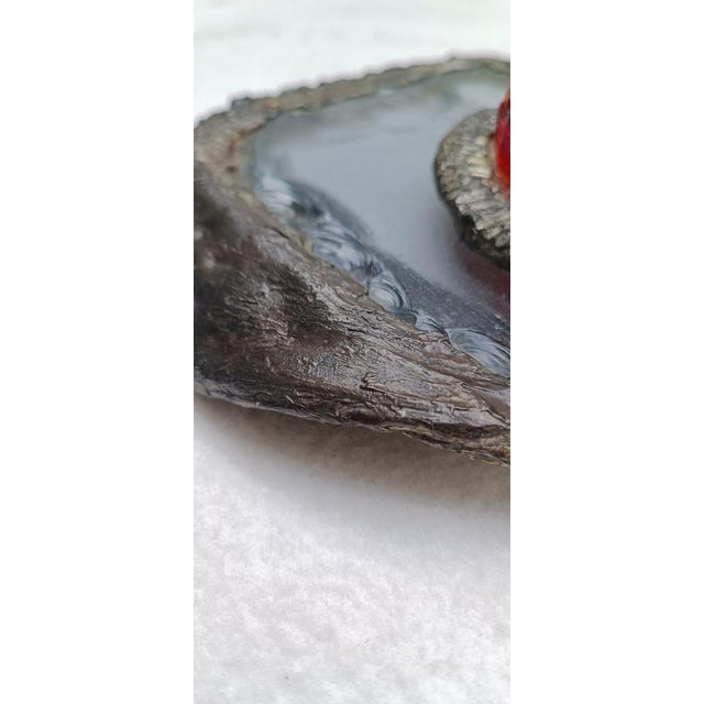 Metal Vintage Hammered Glass Paperweight, 1970s For Sale - Image 7 of 11