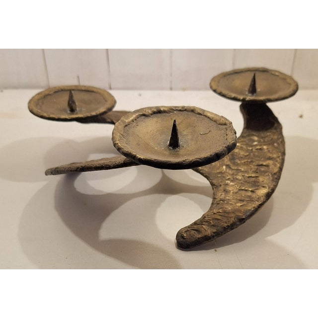 Brutalist Brutalist Bronze 3-Arm Candlestick, 1970s For Sale - Image 3 of 5
