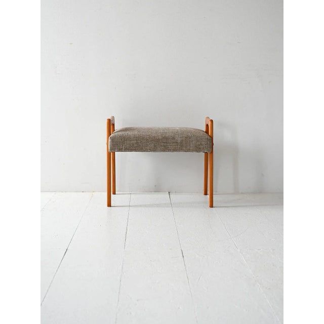 Wood Vintage Scandinavian Oak Ottoman with Grey Upholstery, 1960s For Sale - Image 7 of 7