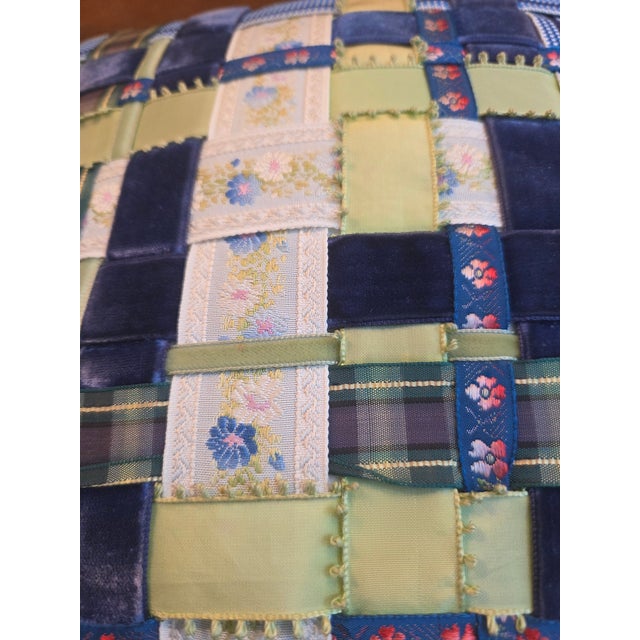 Traditional Woven Ribbon Pillow For Sale - Image 3 of 4