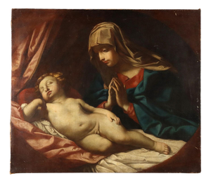 Madonna in Adoration of the Sleeping Child, Oil on Canvas