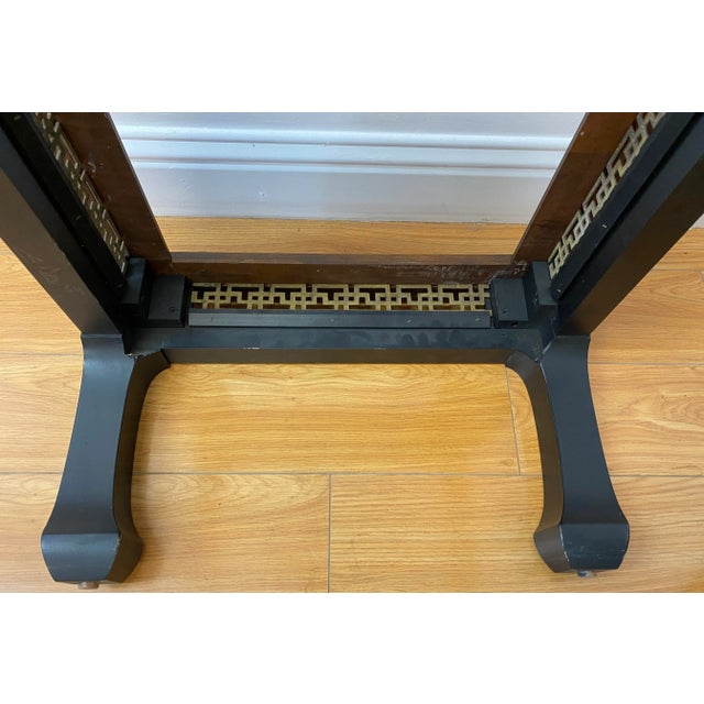 Contemporary Walnut & Marble & Brass Side Tables - a Pair For Sale - Image 11 of 12