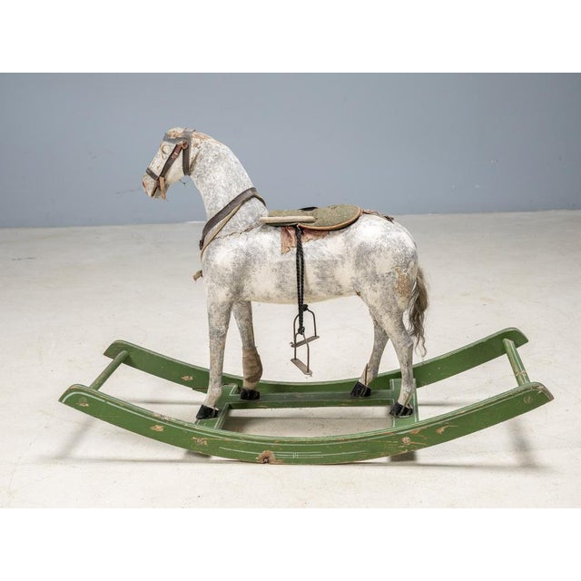 Vintage Wooden Rocking Horse, 1940s For Sale - Image 3 of 8